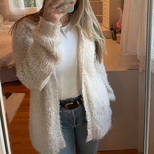 Ecoté from Urban Outfitters Fuzzy Beige Cardigan, Size MEDIUM